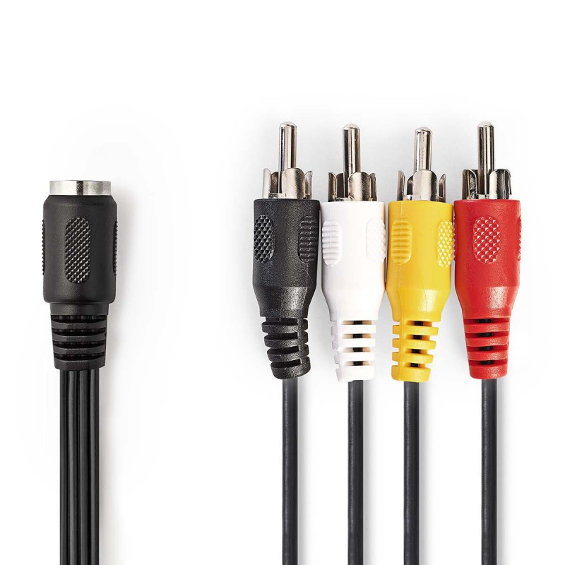 Câble Adaptateur, Câble DIN 8 Broches vers 2 RCA Résistant aux  Interférences Plug and Play Mâle vers Femelle pour Instrument
