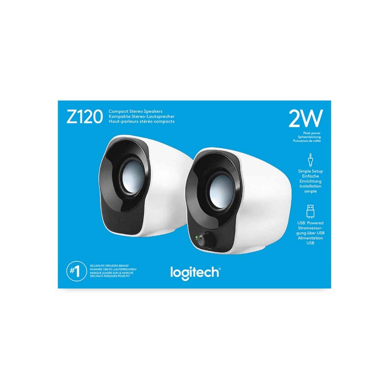LOGITECH Z120 Haut-parleurs 2.0 Filaire 3.5 mm 1.2 W Noir/Blanc